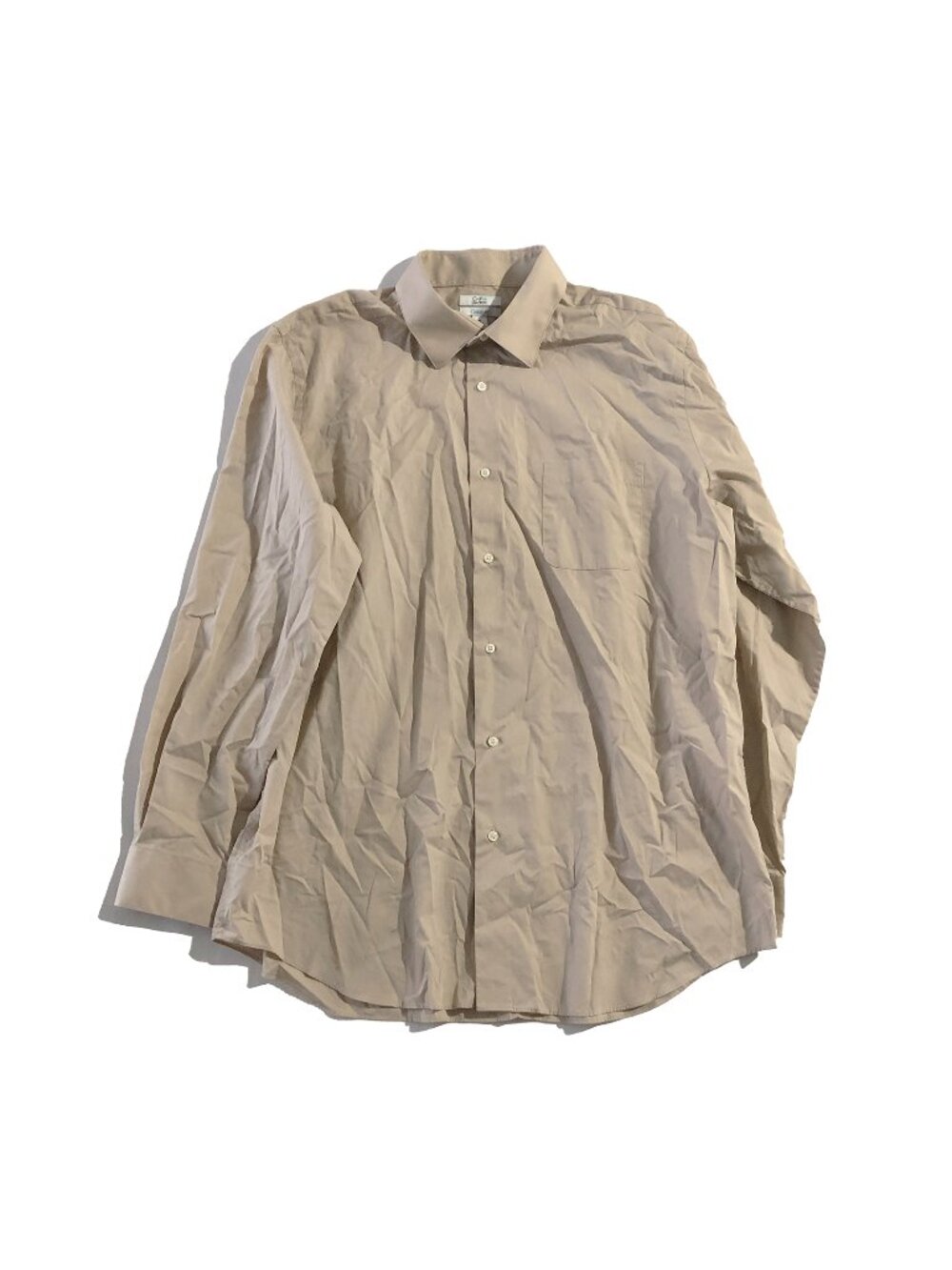 Croft & Barrow Button Down Collared Shirt Mens XL Tan Classic Fit Long Sleeve